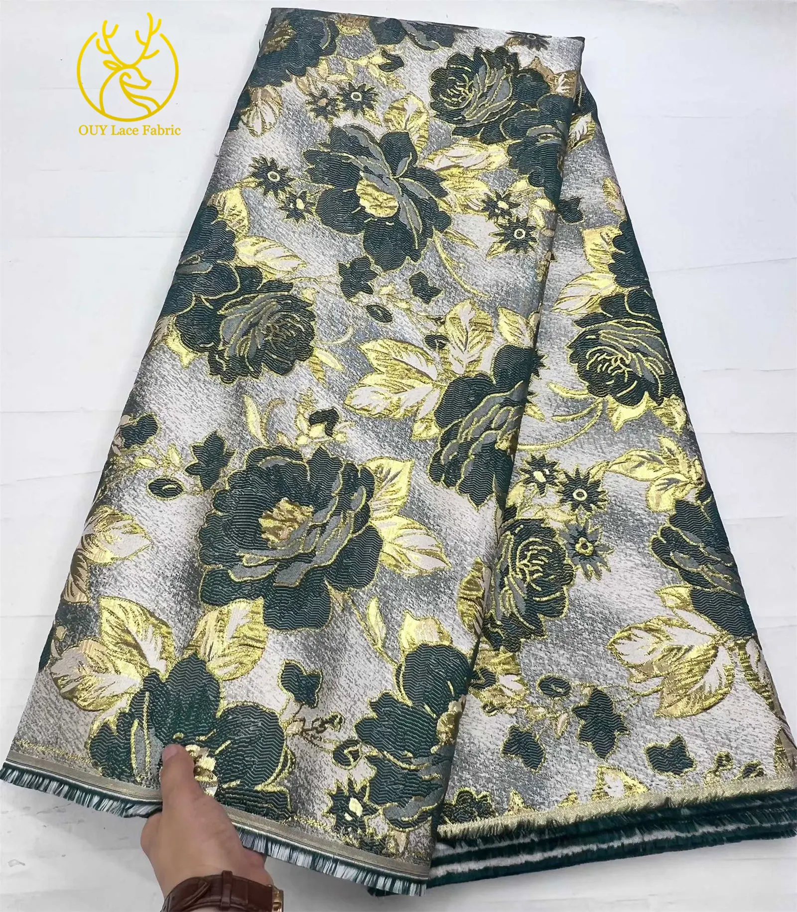 Großhandel afrikanischer Jacquard-Spitzenstoff 2026 Hochwertiger nigerianischer Spitzenstoff Damen-Partykleid-Nähmaterial 5 Yards – Detail 11