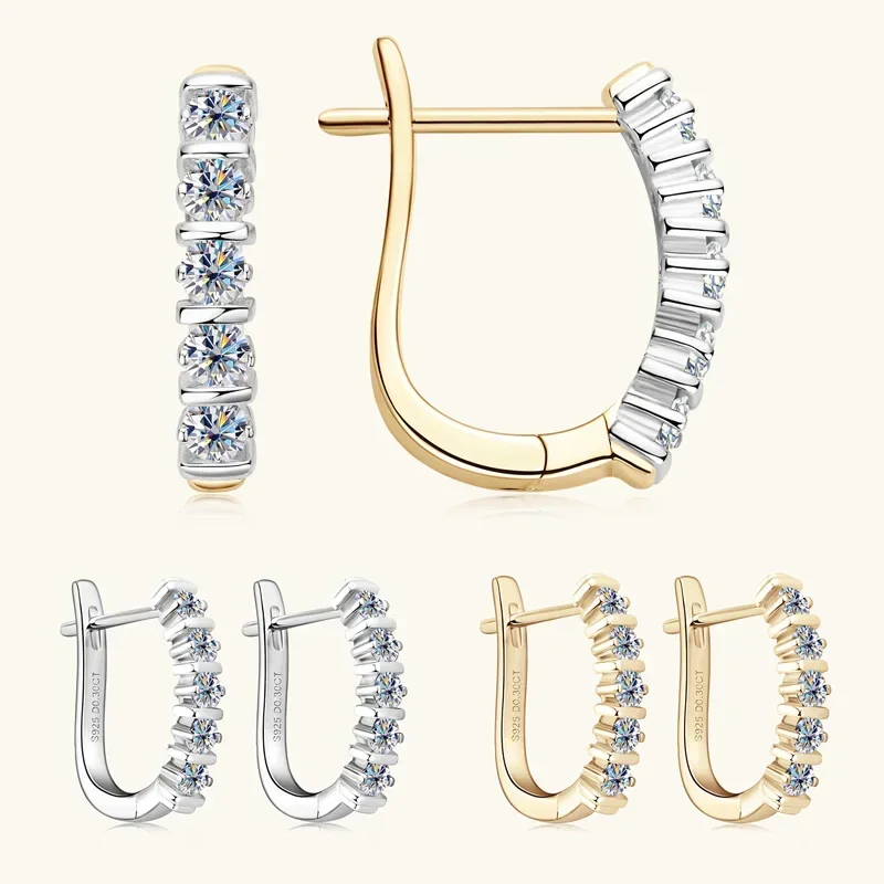 

Sparkling Real 2.5mm 0.06CT Full Moissanite Hoop Earrings for Women S925 Silver Earring Party Fine Jewelry Drop Shipping