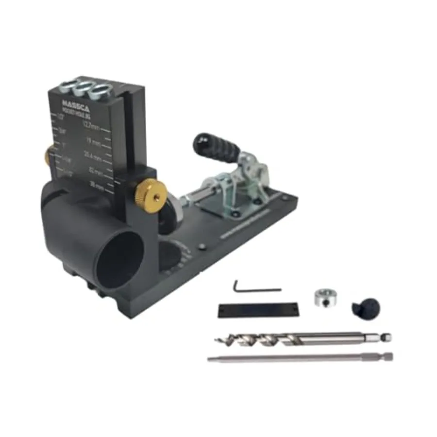 

Massca Pocket Hole Jig Kit M1 - Adjustable and Easy to Use Pocket Screw Jig - Heavy Duty Drill Jig for Angled Holes with Drill