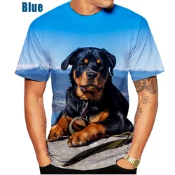 New Men's Casual T-shirt Pet Dog Short Sleeves Shirt Cute Fashion Rottweiler 3D Printing Tops XS~5XL