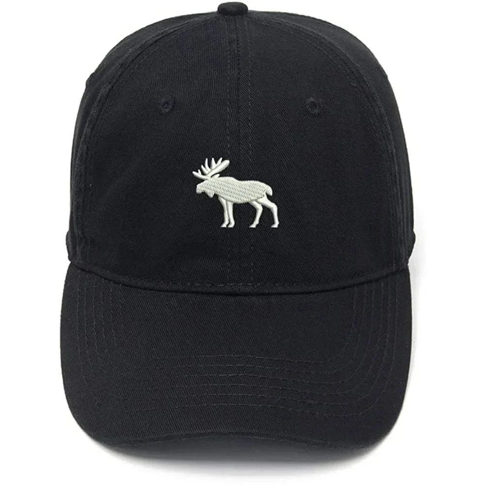 

Lyprerazy Men's Baseball Cap Moose Silhouette Embroidery Hat Cotton Embroidered Casual Baseball Caps