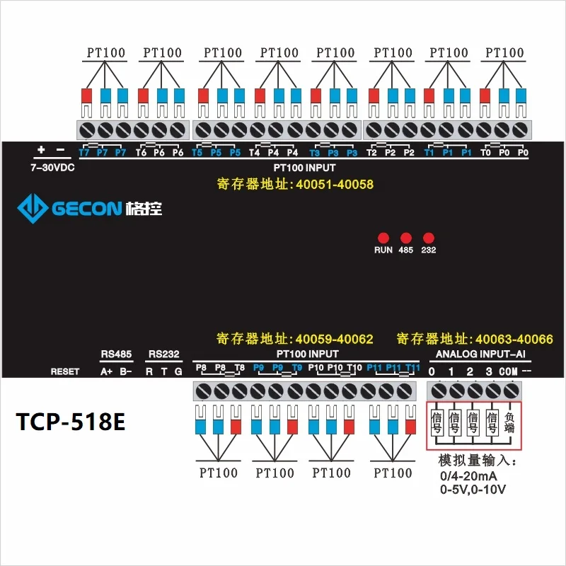 4AI 12PT100 high-precision three-wire temperature acquisition module Ethernet temperature collector