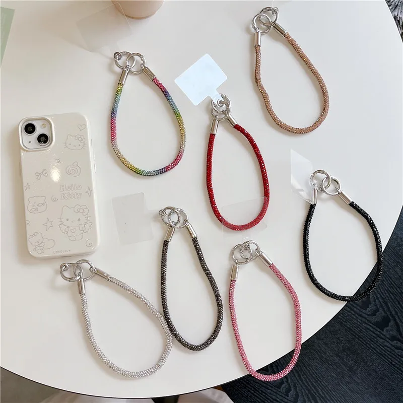 

Flash Diamond Lanyard Inserted hanging Phone Case for iphone for Samsung Galaxy Universal Car insurance short Cover