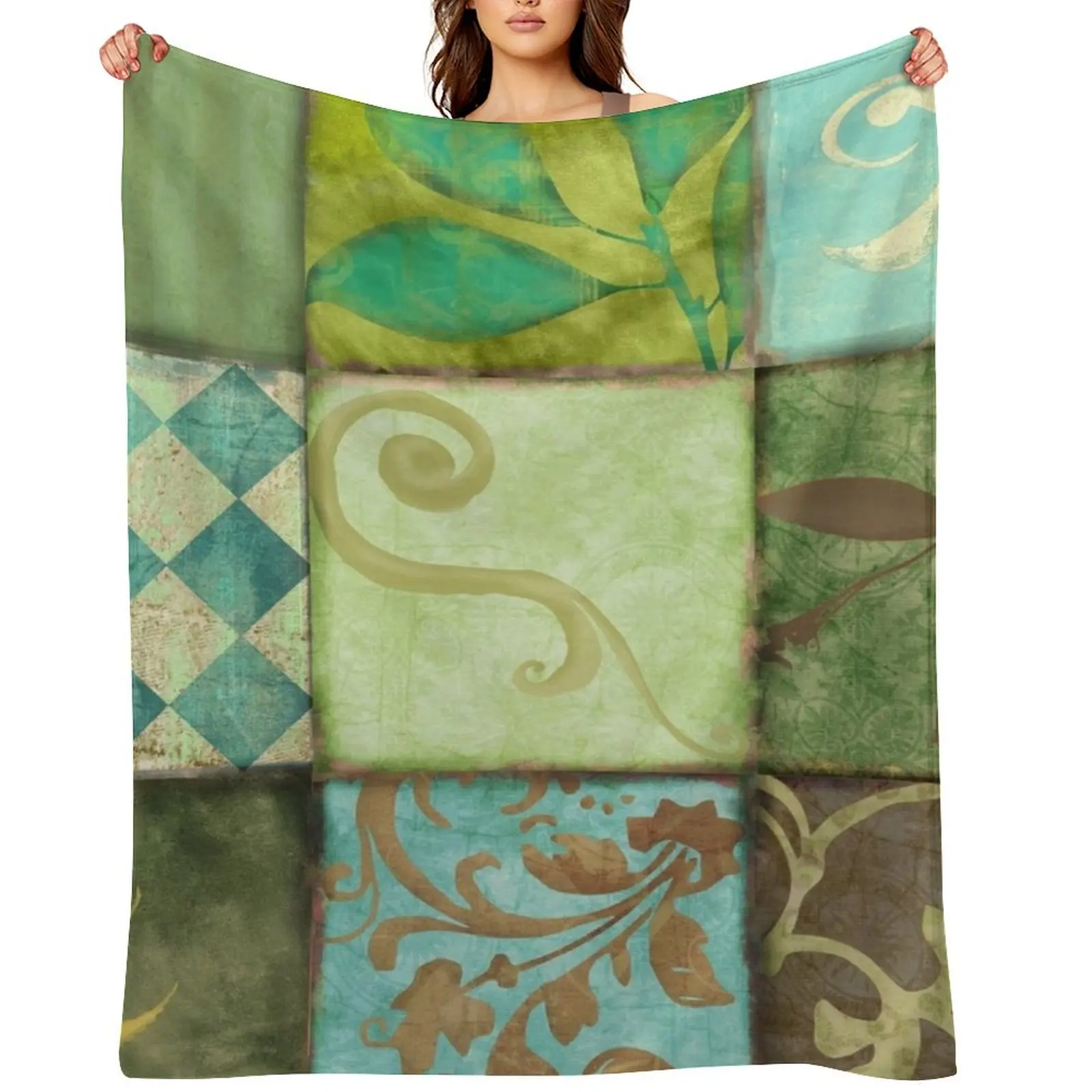 

Les Fleurs de la Terre II Throw Blanket Multi-Purpose Warm Soft Plaid Decorative Throw Blankets