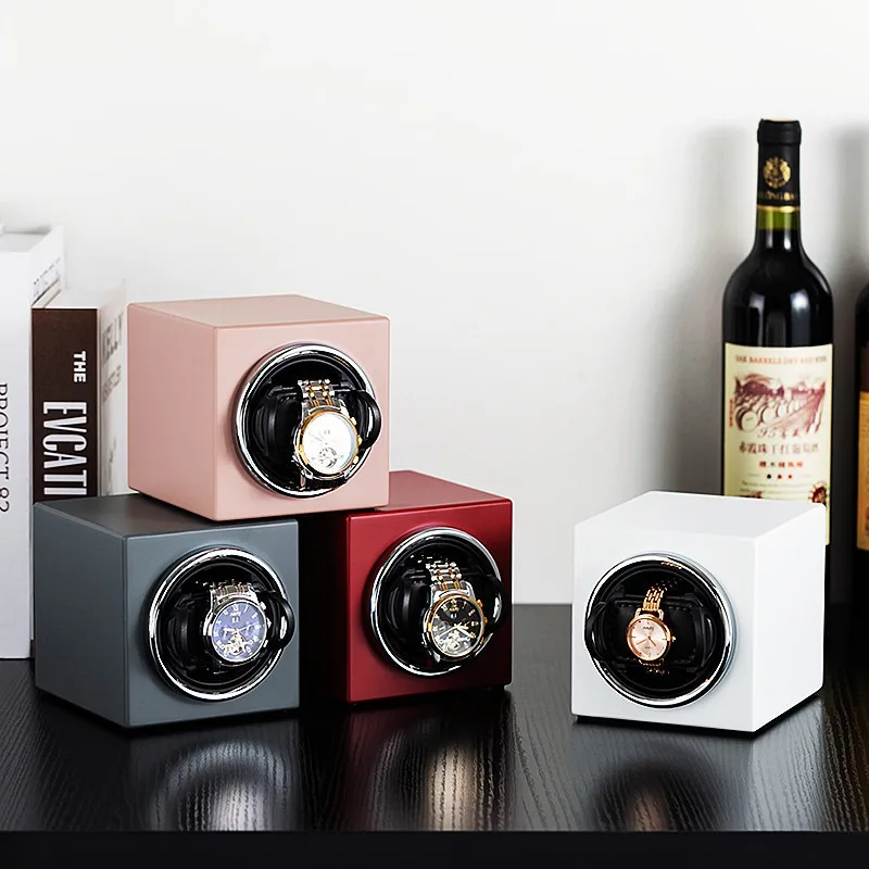 

Vertical Single Watch Shaker Mini Watch Winder Motor Boxes To Mechanical Watch Matte Paint Clocks Storage Display Caskets TopRoe