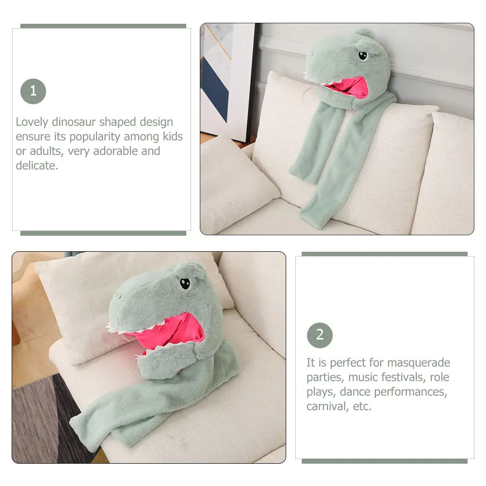 

Lovely Dinosaur Head Cover Scarf Lightweight Warm Comfortable Party Hat Carnival Festival Role Play Dinosaur Shaped Headgear