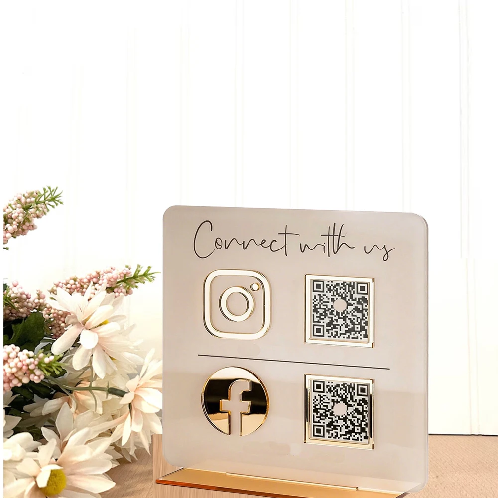 Custom Acrylic QR Code Display Stand For Social Media Acrylic Base Personalized Google Business QR Code With Clear Display Stand