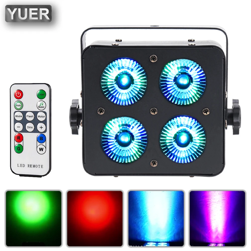 YUER NEW LED Flat Par 4X10W RGBW Light Family Birthday Party Theater Wedding Stage Lighting Bar Projector Par Lamp DMX512 8CH