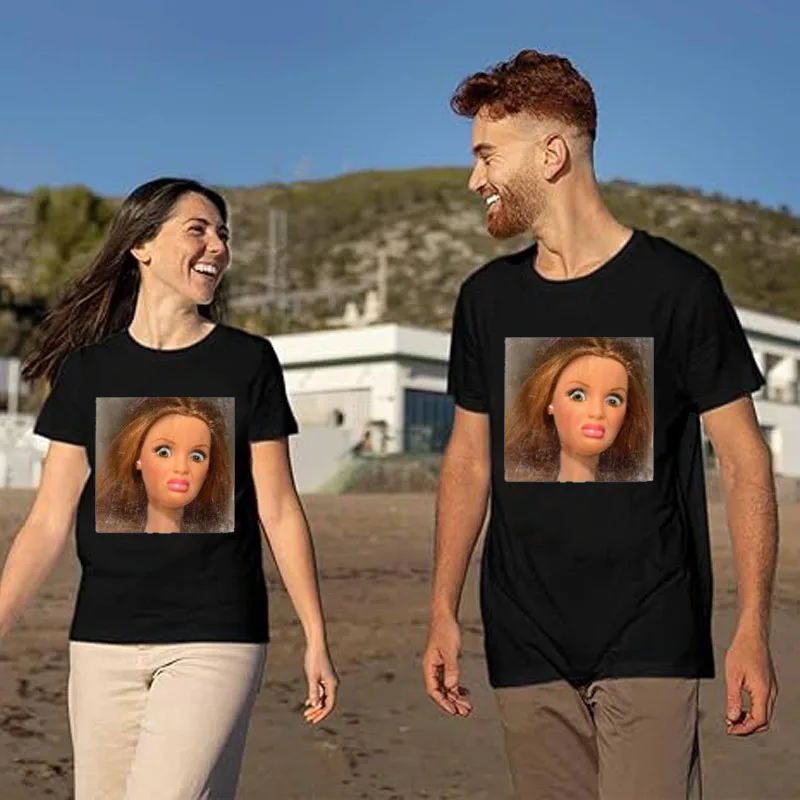 Funny Disgusting Doll Face Meme T-Shirt Y2k Design Aesthetic Clothes Novelty Gift Cute Kawaii Graphic Outfit Short Sleeve Tees