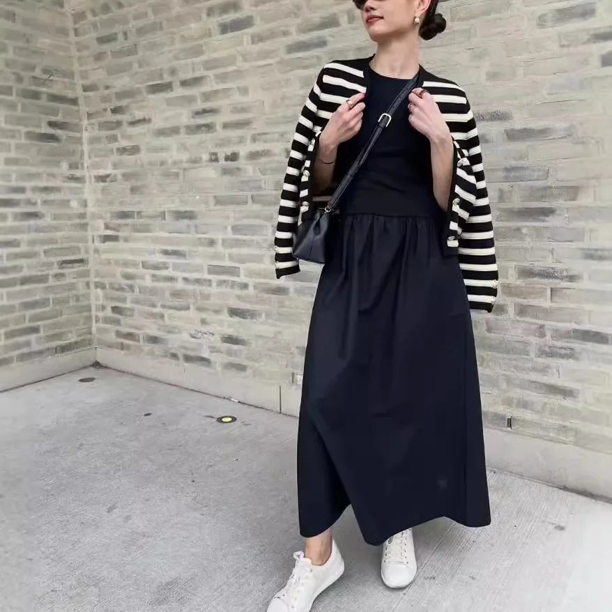 فستان Zeyla النسائي الفرنسي على طراز هيبورن بدون أكمام صيفي بتصميم فريد من نوعه فستان كامي ماكسي بسيط للسهرات والارتداء اليومي