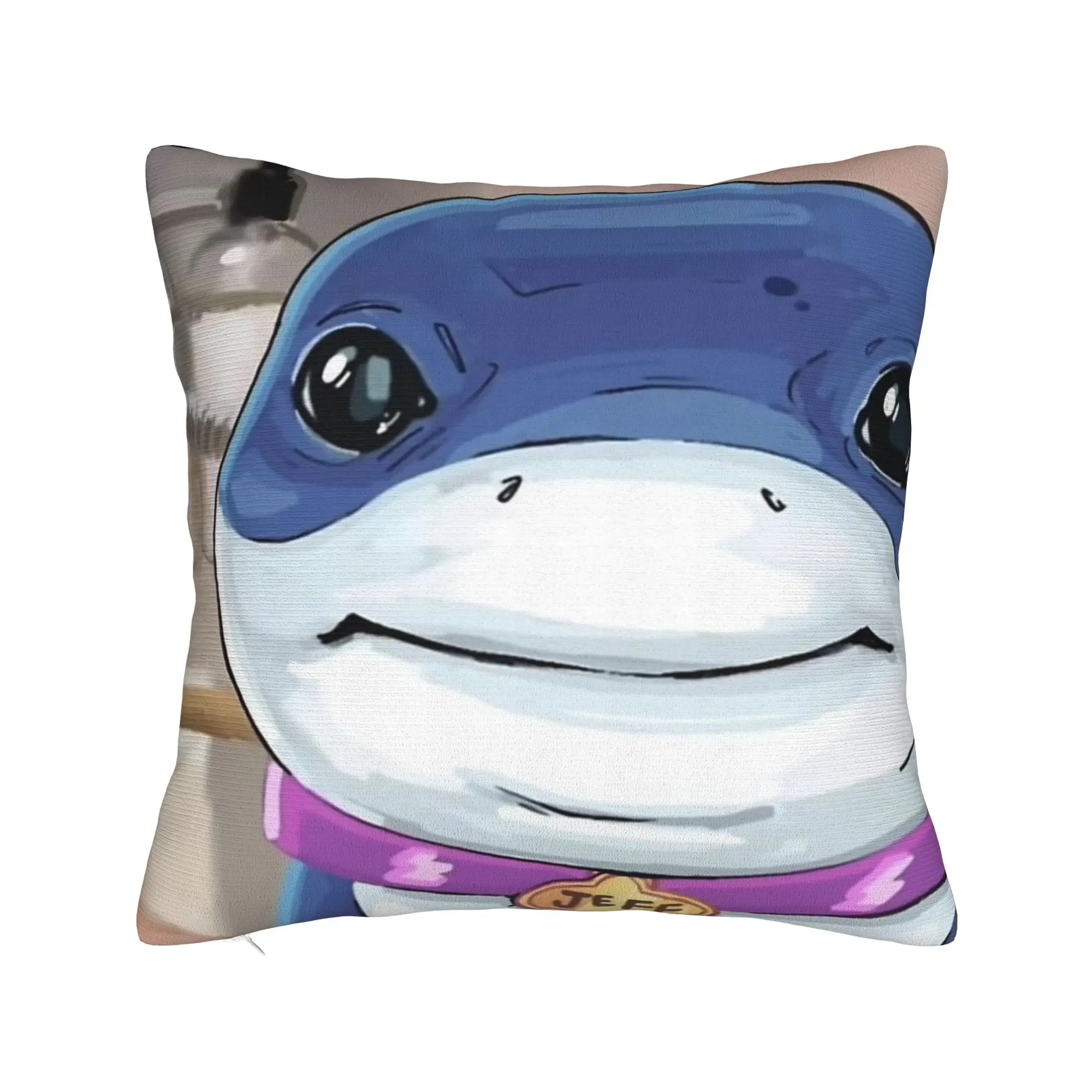 Jeff the Land Shark Pillowcase Printing Fabric Cushion Cover Decorations  Throw Pillow Case Cover Home Square 40X40cm