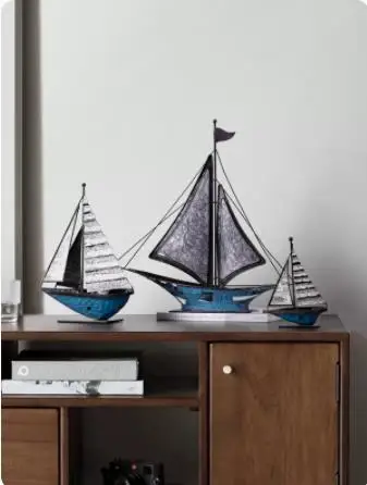 Nordic Vintage Sailing Decoration Light Luxury Office Decoration Living Room TV Cabinet Wine Cabinet Study