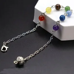 7 Chakra Crystal Beads Pendulum Natural Stone Reiki Healing Spiritual Pendule Chain Divination Praying Wicca Jewelry Accessories