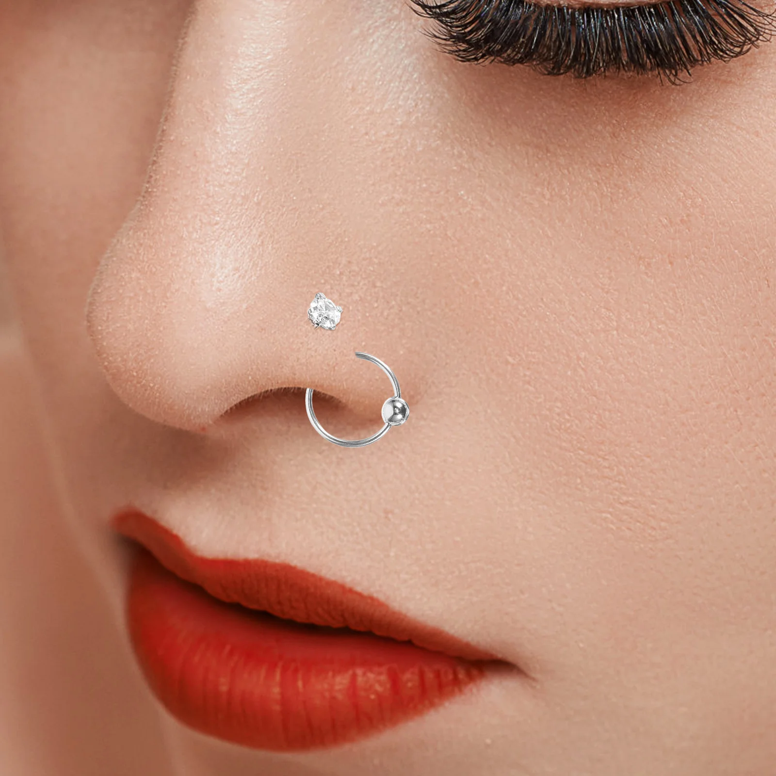 Earrings and Nose Set Elegant Creative Women Jewelry Decorative Stainless Steel Delicate Hoops Skin-friendly