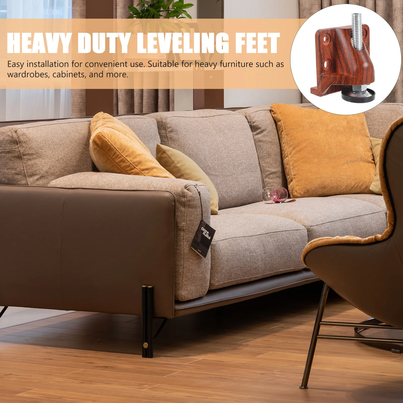 Adjustable Furniture Leveling Foot Heavy Duty Plastic Wood Grain Leg Stabilizer Non Slip Leveler for Cabinet Wardrobe Workbench