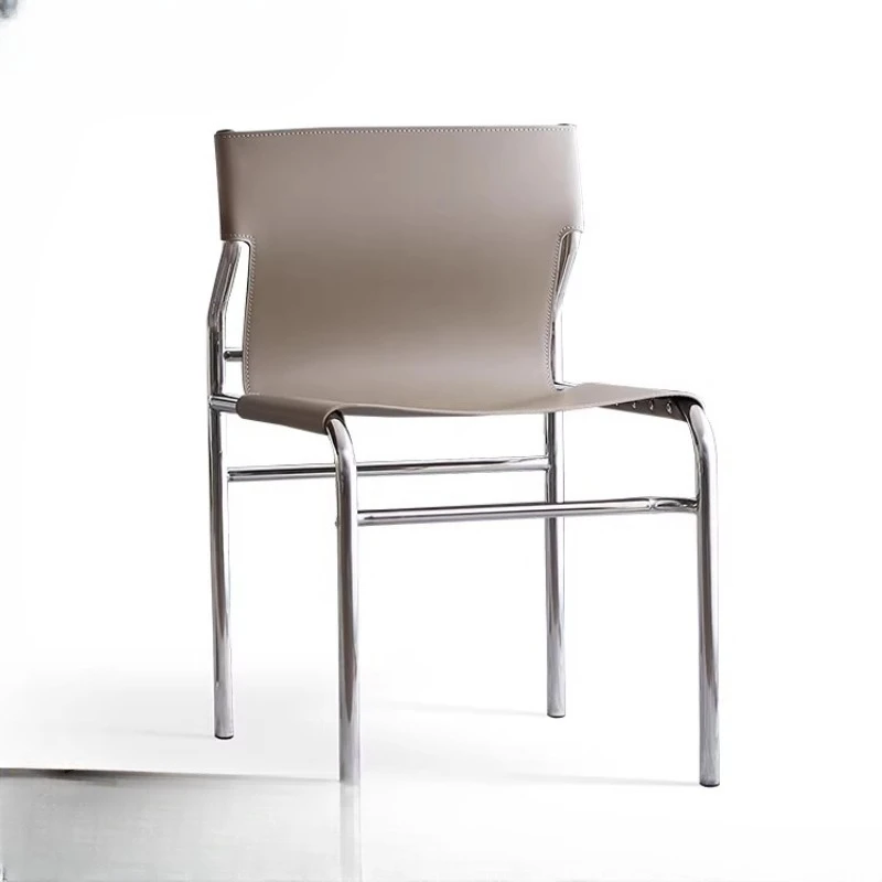 Saddle leather dining chair, household back chair