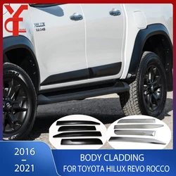Door Body Side Skirts Molding Strips Black Side Trim For Toyota Hilux Revo Rocco 2016 2017 2018 2019 2020 2021 Accessories