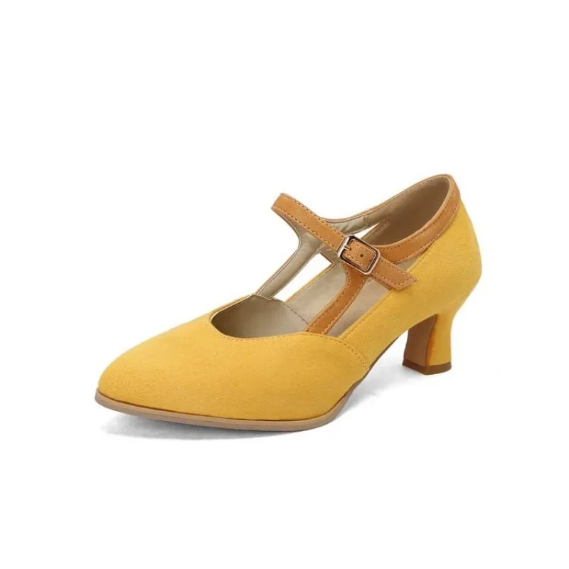 

Ladies wedding shoes Pointed toe Retro simple and elegant One Word Ribbon Fashion trend Comfortable