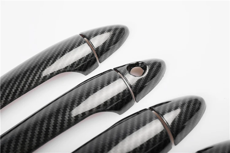 Carbon Fiber Chrome Car Door Handle Bowl Cover Trim Sticker For Kia K3 / Kia Cerato 2012-2017 Styling Accessories