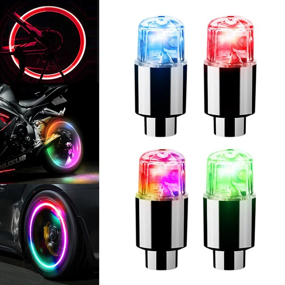 

4X Auto Hub Tires Colorful Valve Nozzle Durable Bicycle Motorcycle Night Hot Wheels Breathing Flash Modification Car Accessories