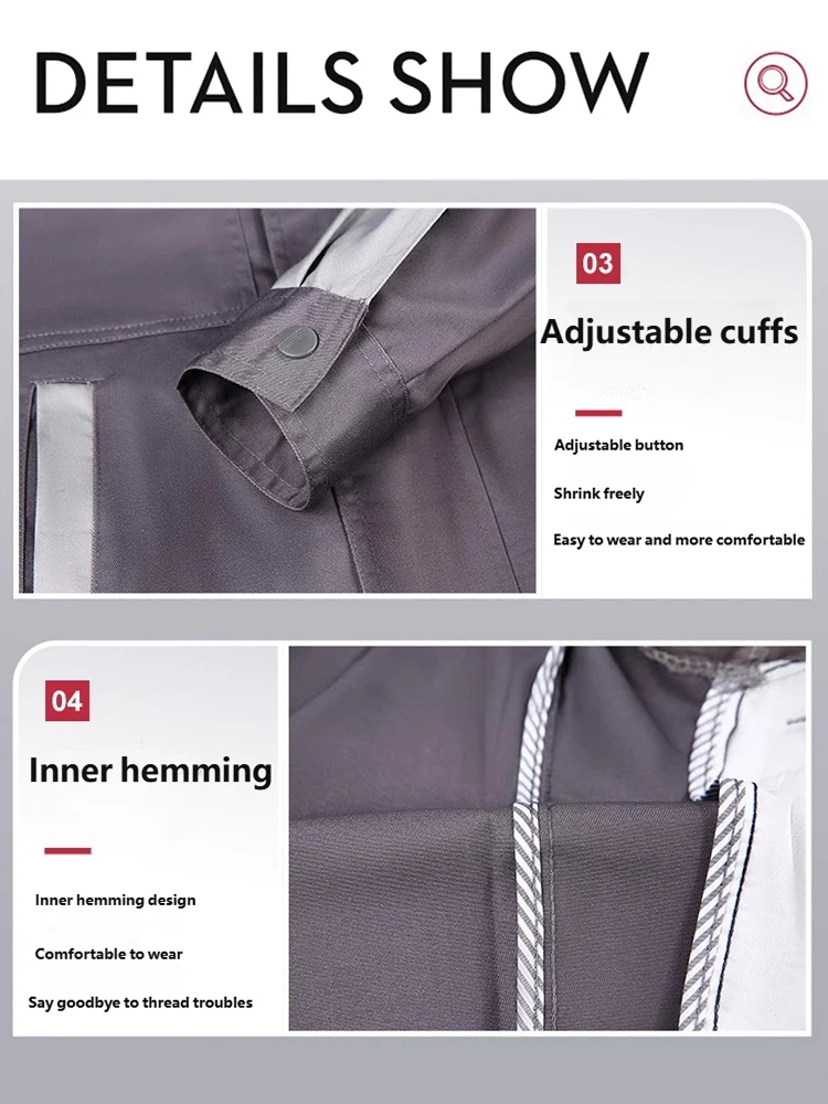 Heavy Duty Construction Work Jumpsuit Thickened Blend Fabric with Reflective Strips Spring Autumn Outdoor Work Coveralls