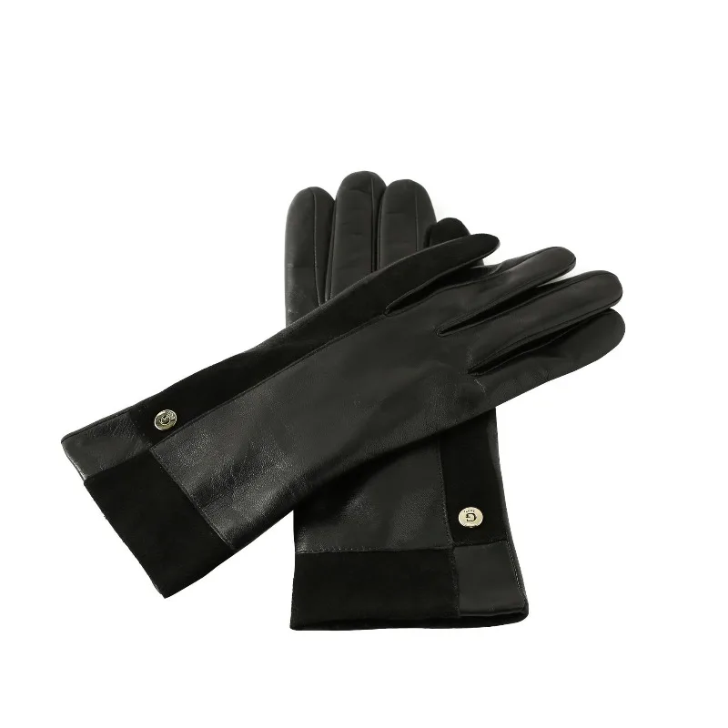 Cross-border European, American and Russian Women's Small Goat Leather Premium Adult Leather Gloves Warm Wool Lining