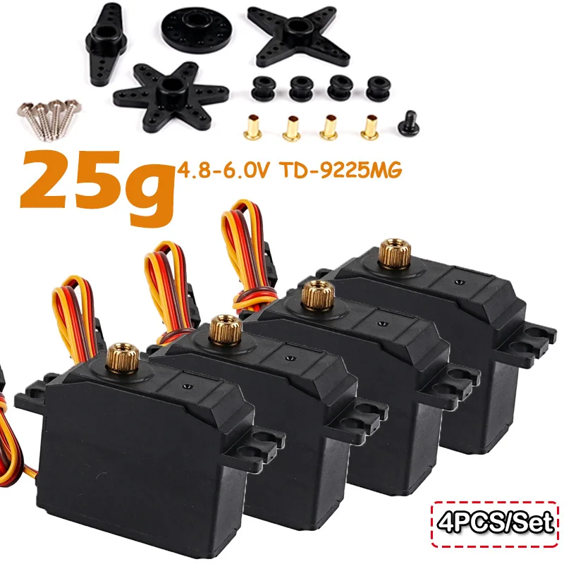 4PCS 25g TD-9225MG Micro Digital Servo 270/360/180 Degree Carbon Brush Motor Servos DIY Parts For Cars Drones Robots Model Toys
