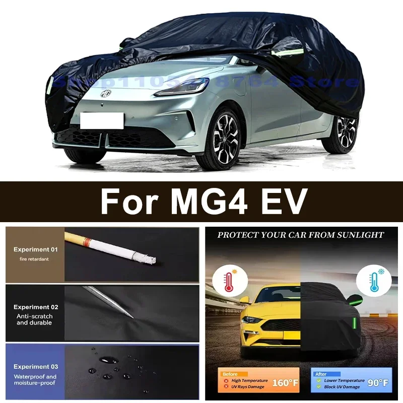 Full Car Cover For MG4 EV All Weather Outdoor Snow Sun UV Dustproof with Reflective Strips Wind Straps