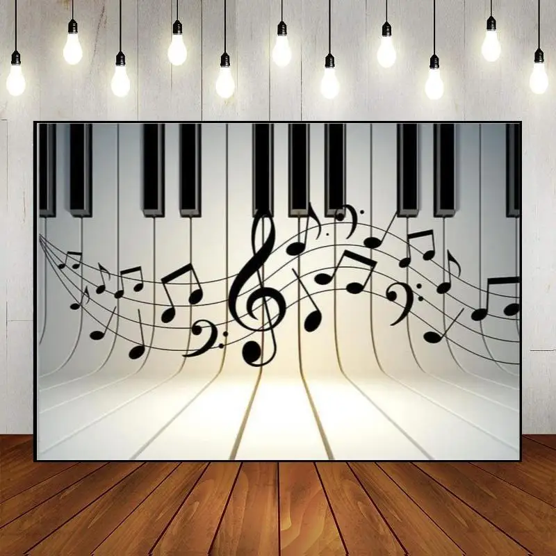 Piano Pianist Party Backdrop Musical Notes Theme Banner Newborn Photography Props Background Decoration Custom Birthday Photo