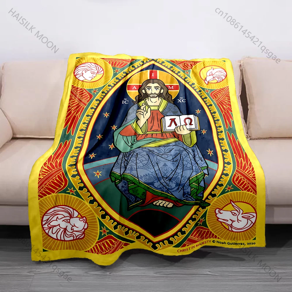 1PC Religious figure with book Print Believer Pray blanket Warm soft flannel material suitable for all seasons luxurious gift