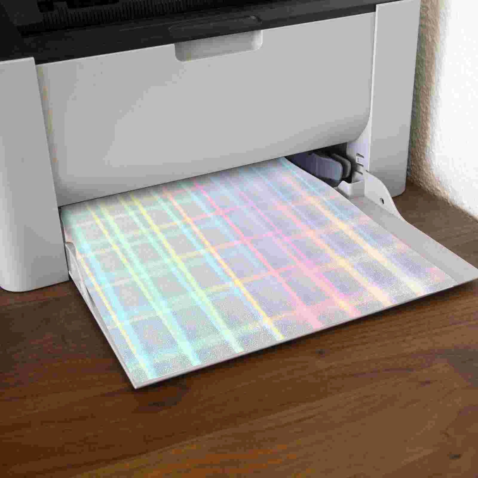 20 Sheets Holographic Printing Paper Sticker Printable Stickers Blank Labels Laser