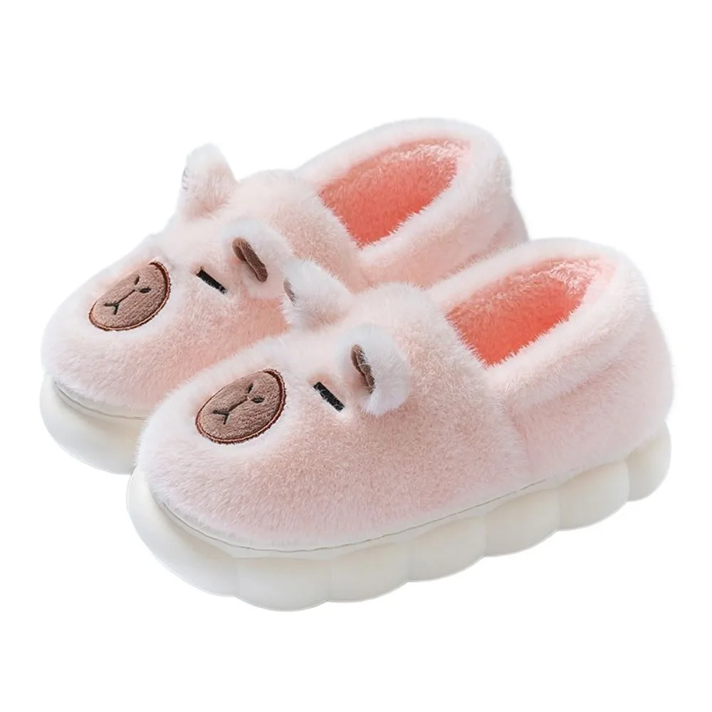 

Houseshoes Homewear Capybara Slippers Soft Anti-slip Cartoon Furry Slippers Cute Thick Soled Winter Cotton Shoes Women Men