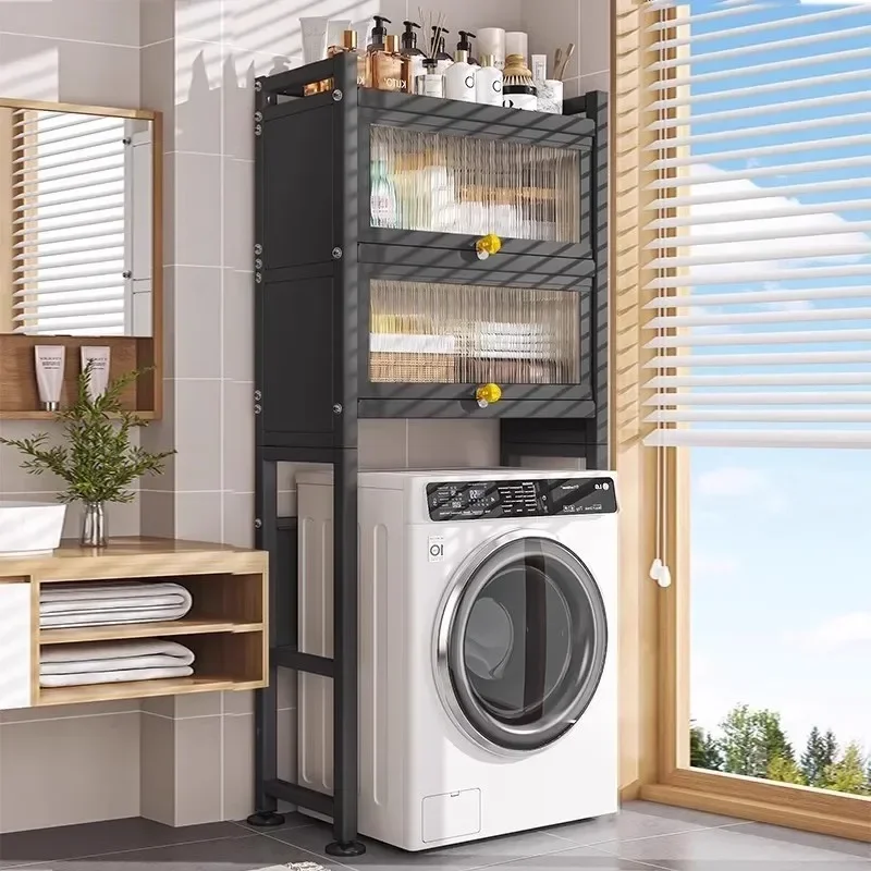 New model Toilet rack Washing machine rack Floor-to-ceiling upper toilet Storage bathroom Toilet storage cabinet with door