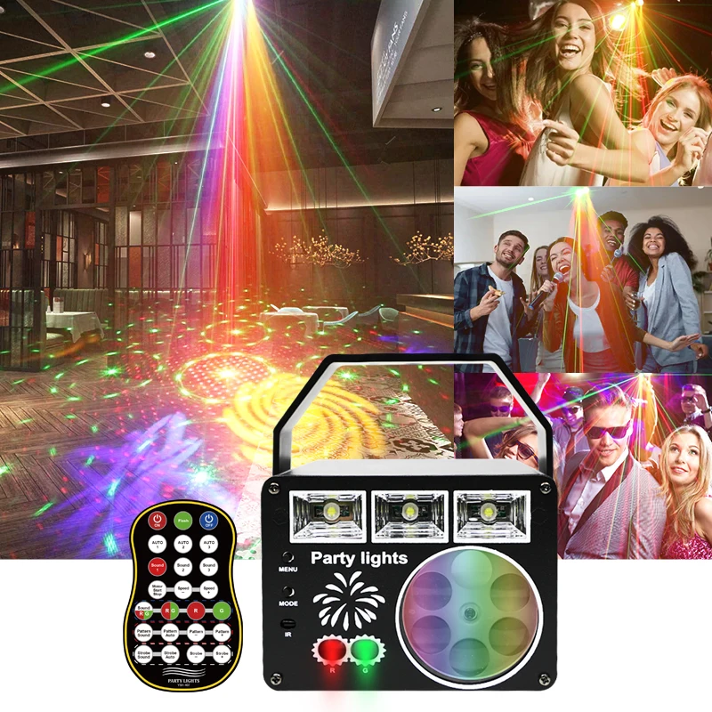 HCWE Night Light LED RG Laser Projector Light Indoor Home Decor Lamp Holiday Disco Party Wedding Birthday Club Bar Stage  Lamp