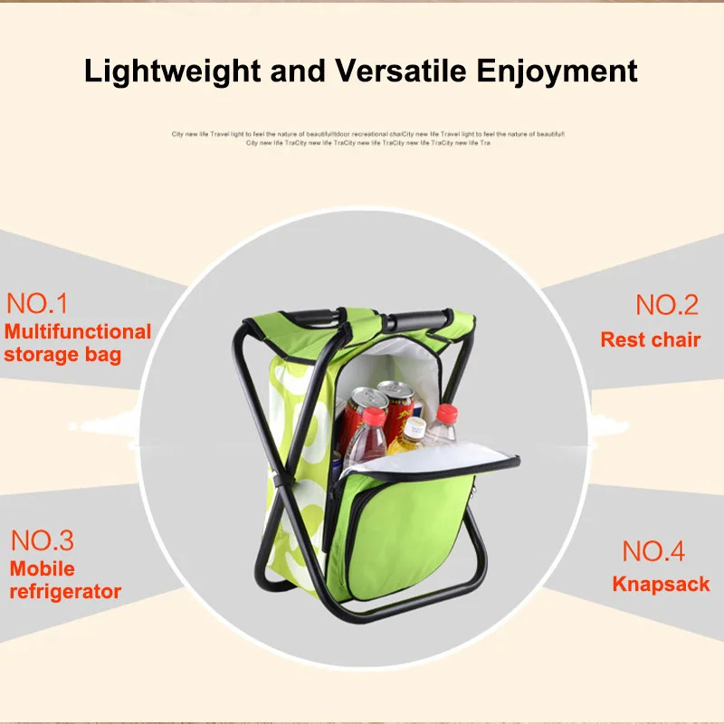 2 in 1 Folding Hunting Bag Chair Portable Backpack Cooler Insulated Picnic Bag Hiking Seat Camping Waterproof Fishing Chair New