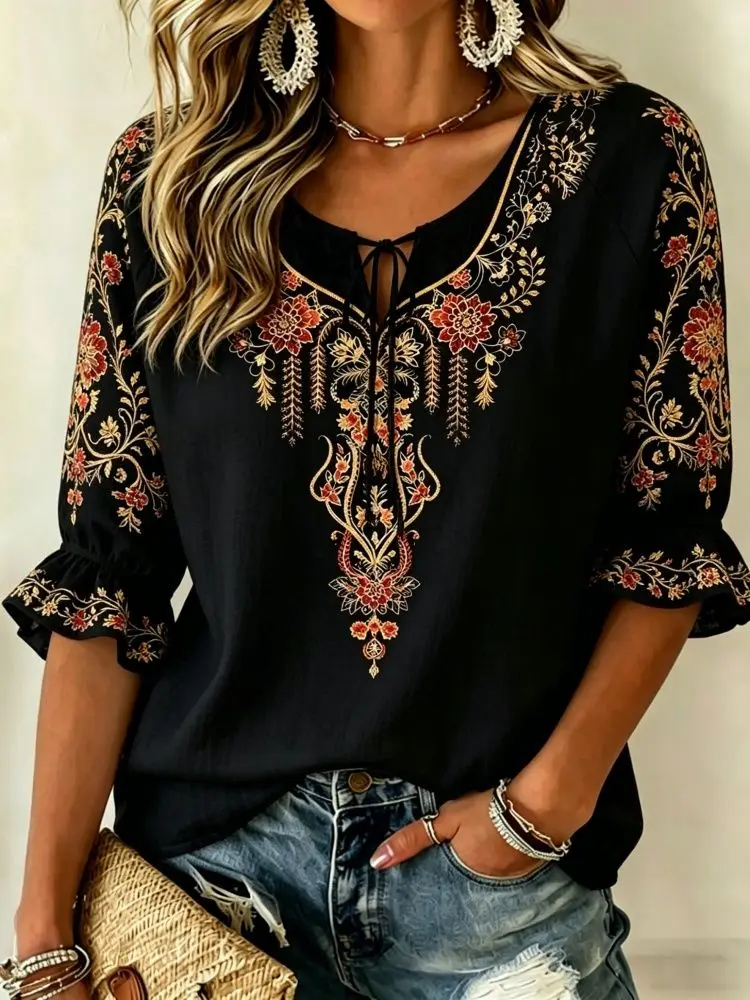 

Solid Color Minimalist Casual Women's Half Sleeve Blouse, Loose Draping Version, Soft Skin-Friendly Summer Top