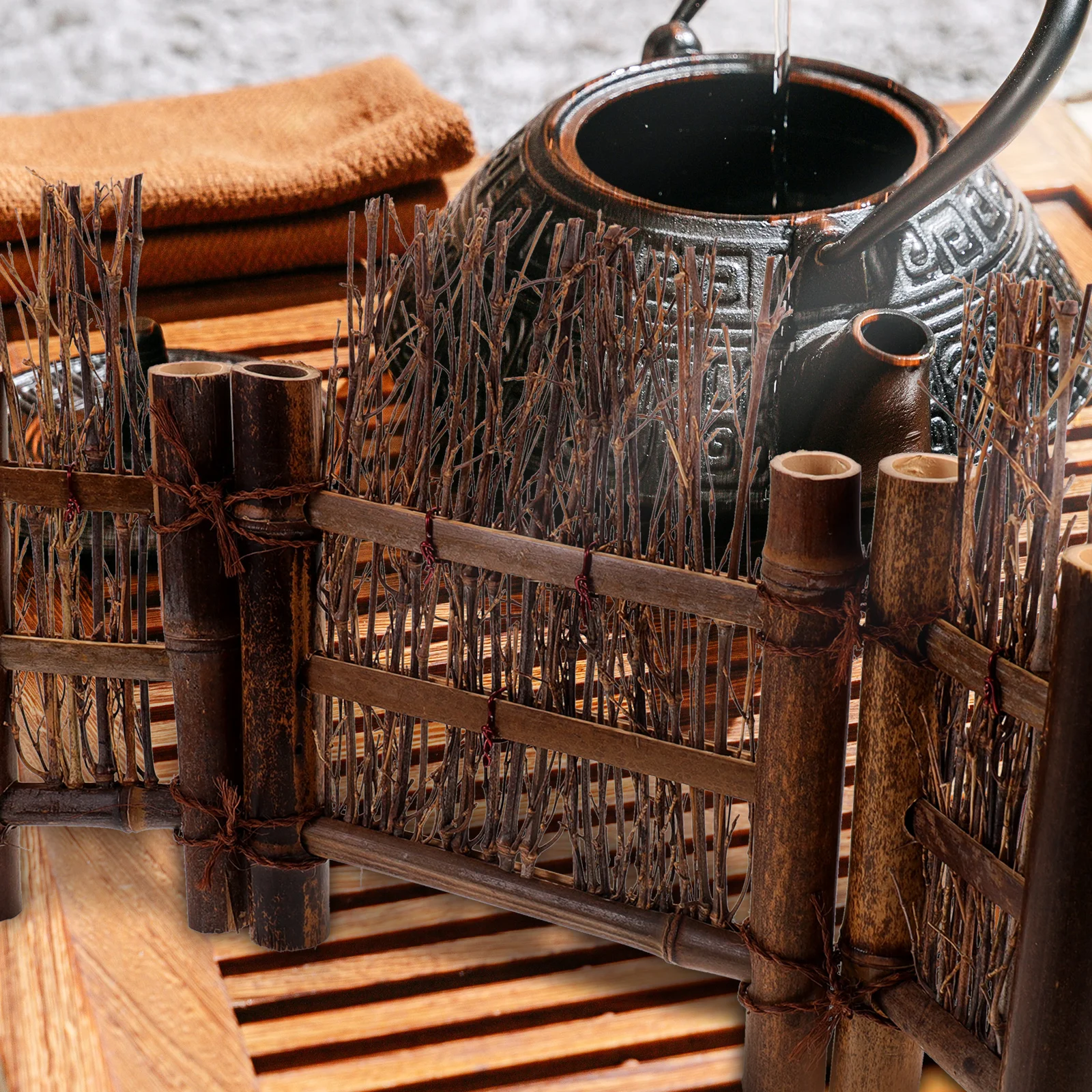 

Small Bamboo Fence Decor Handcrafted Micro Landscape Ornament Bamboo Material For Garden Landscaping Bonsai Adornment