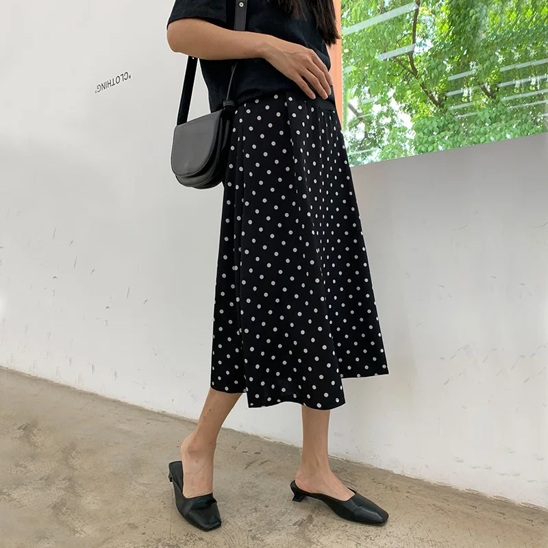Pregnant Women's Polka Dot Skirt Summer A-line Skirt Thin Fashion Style Medium To Long Belly Support Skirt