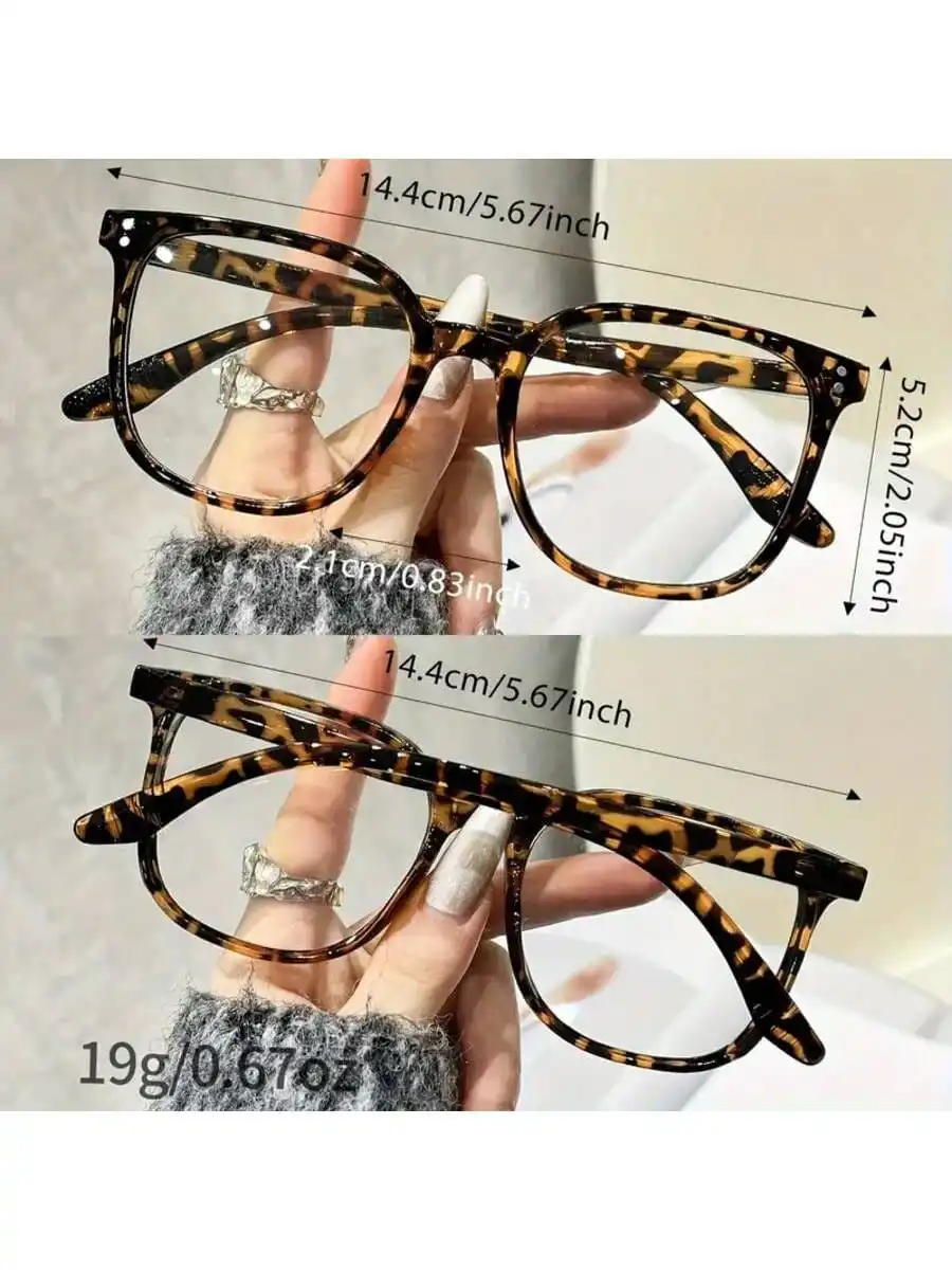 1pc Oversized Square Tortoiseshell Computer Glasses, Vintage Retro Anti-Eyestrain & Anti-Glare Eyewear For Women & Men, Fashion Frames For Gaming, Reading & Daily Screen Time, Non-Prescription Clear Lens - Detail 1