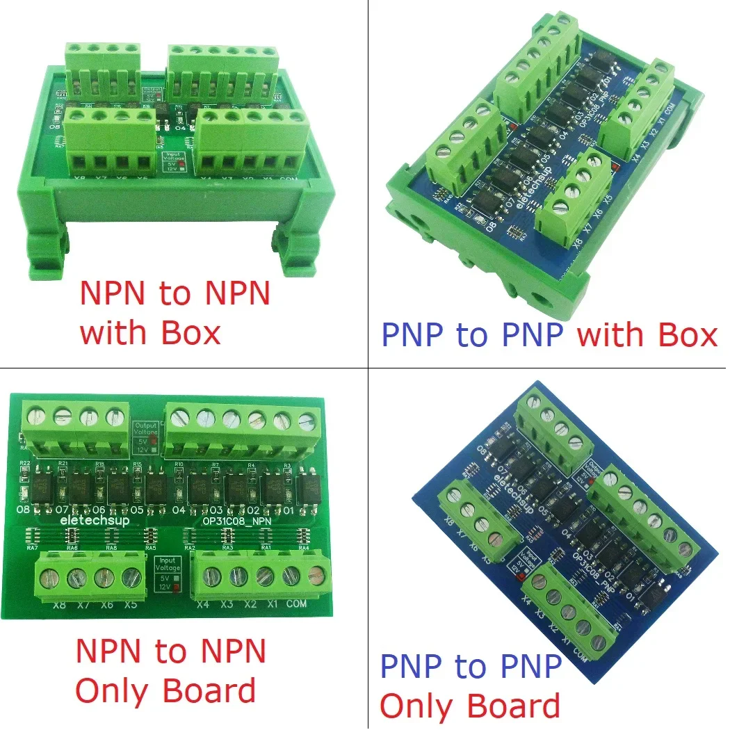 Logic Level Converter NPN PNP Wet Contact 8ch PLC Digital Switch IO Isolation Protection Board 3.3V 5V 12V 24V