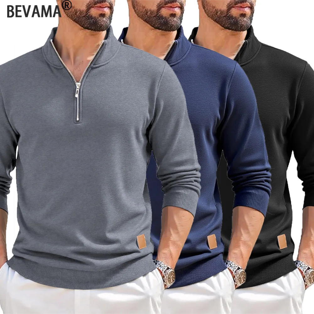 

Мужской пуловер на молнии, платье, тонкий свитер, толстовки с воротником-стойкой, повседневные однотонные пуловеры с длинными рукавами, теплая верхняя одежда