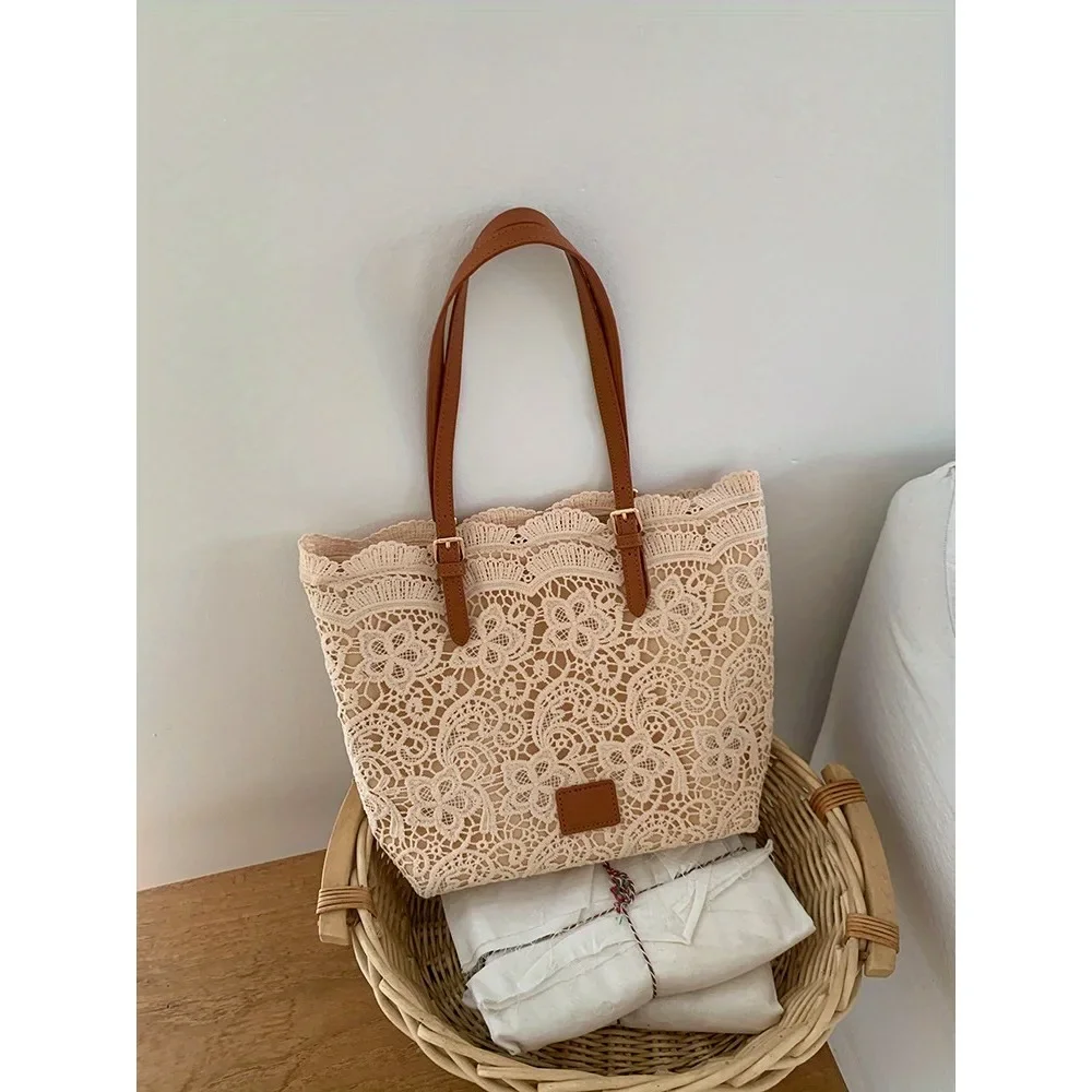 

Miss Lace Tote Bag Women's 2025 New Large Capacity French Handheld Shoulder Bag Fashion Mori Retro