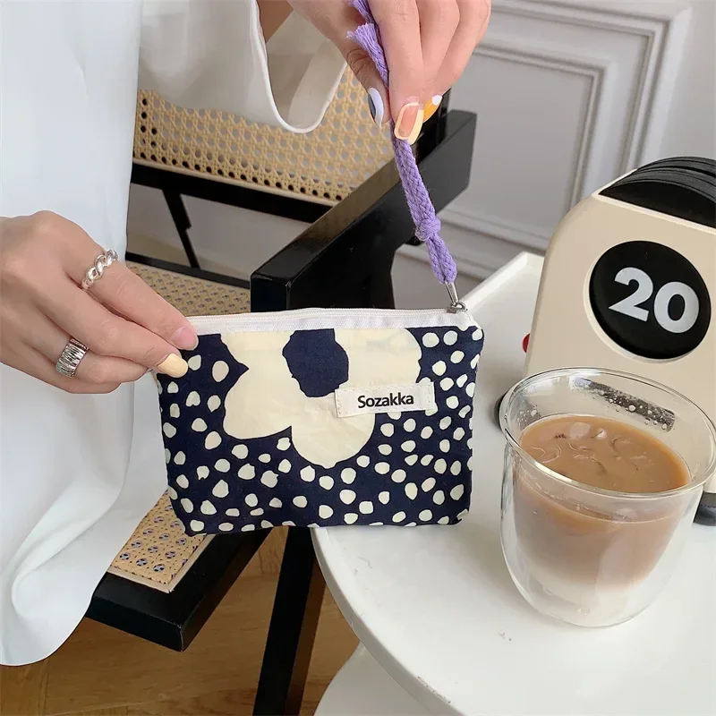 Women Small Cute Money Card Key Wallet Organizer Bag Small Pouch Bags Floral Travel Coin Purse Cosmetic Lipstick Storage Bag