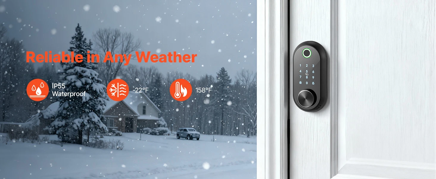 SucceBuy Fingerprint Door Lock Electronic Biometric Deadbolt with Touchscreen Auto Locking Anti-Peeking Password for Apartment