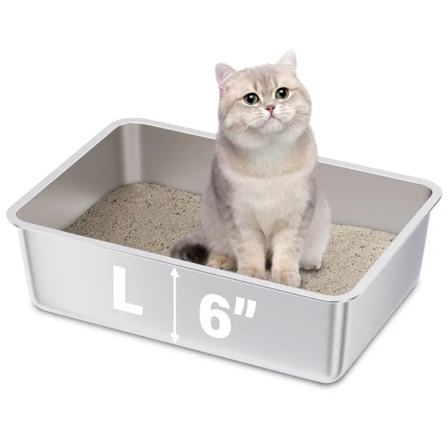 

Стальной лоток для кошек, 19.7x13.7x6 дюймов, большой металлический лоток для котят, легко чистится, не прилипает к поверхности, без запаха, для взрослых кошек