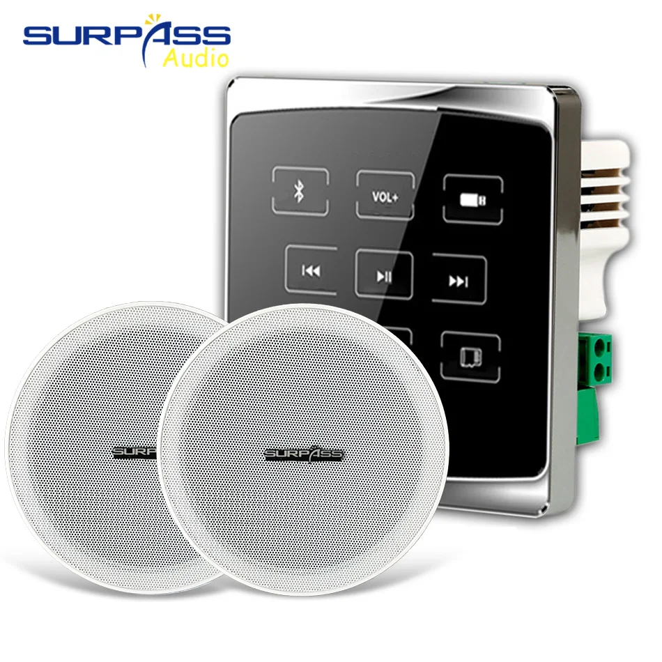 Bluetooth Wall Music Amplifier Music Controller Keypad Panel Home System with 15W Ceiling Speaker For Multiroom Audio Solution