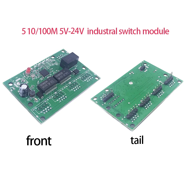 Módulo de interruptor Ethernet industrial no gestionado, placa PCBA, puertos de detección automática OEM, placa base de 5V-24V, 10/100M