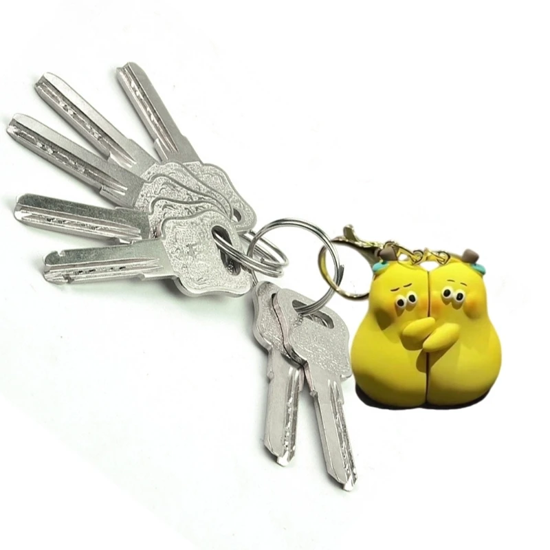 2pcs Hugged Pear Silicone Keychain Colorful Keyring Pendant Creative Bag Charm and Key Rings Accessory Hanging Ornament