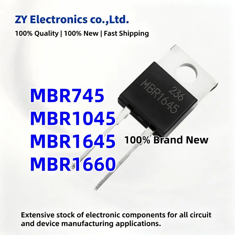 10Pcs 100% New and Quality MBR1045 MBR1645 MBR745 MBR1660 TO-220-2 Schottky Rectifier Diode