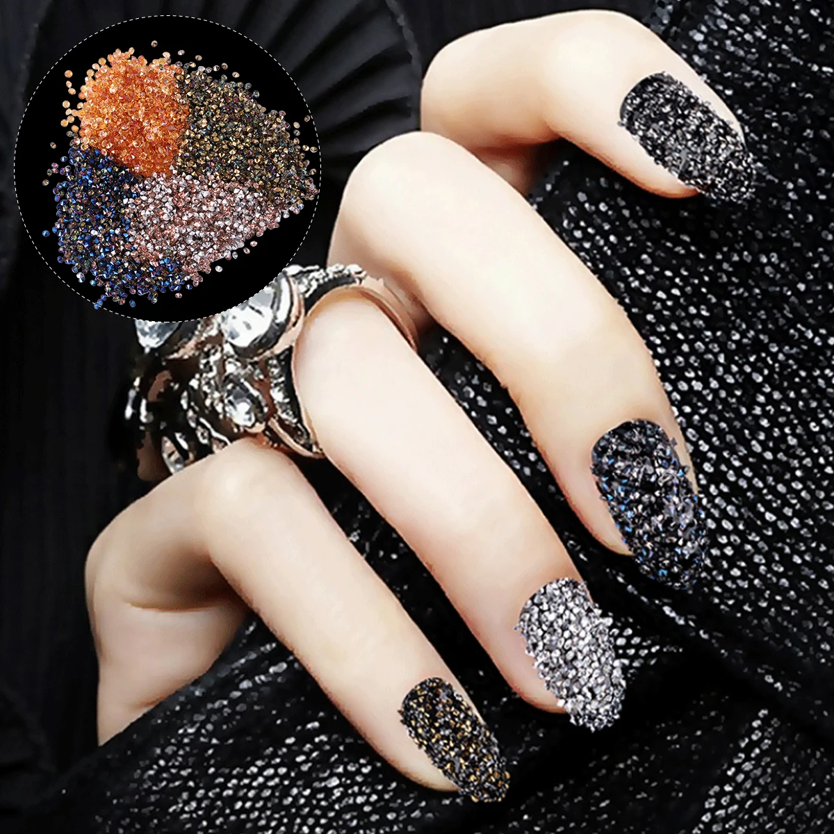 

Tip Drill Rhinestones 4 Packs Nail Art DIY Manicure Pointed Bottom Decorative Stones for Nails False Natural Home